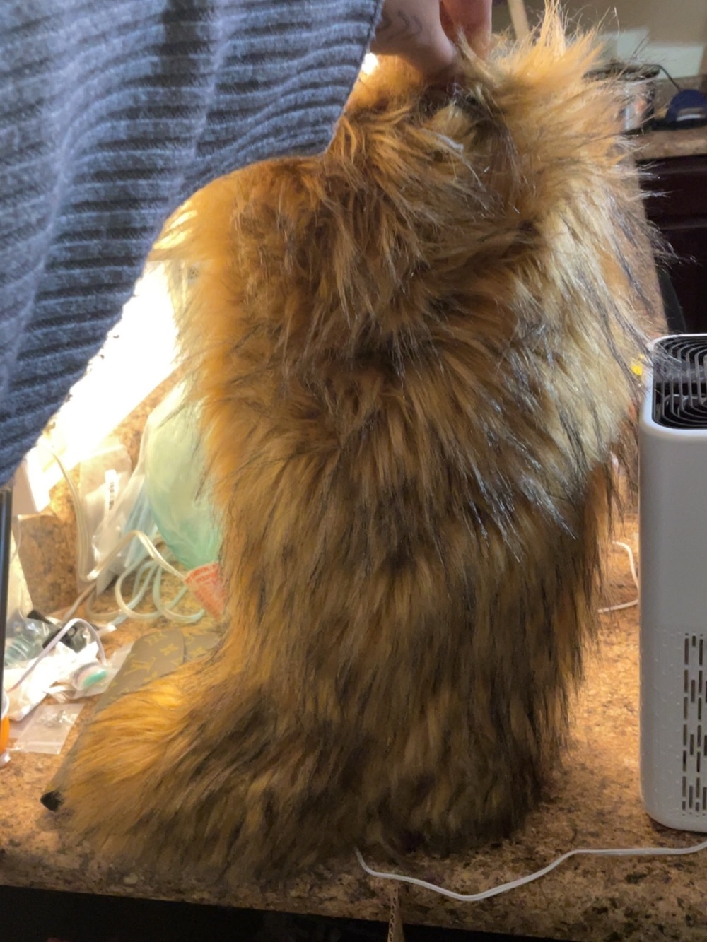 Brown tan fur boots
